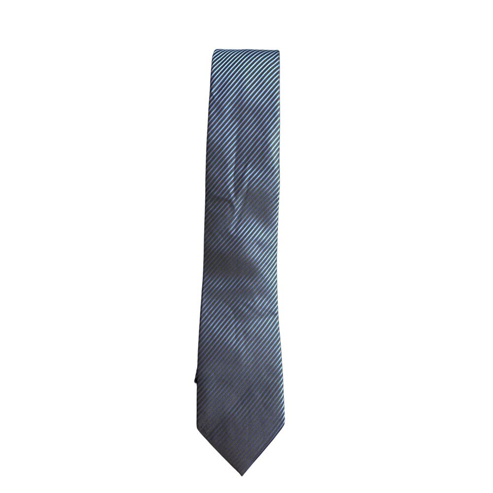 Hisdern‎ Blue and Black Diagonal Pinstripe Necktie Pre-owned